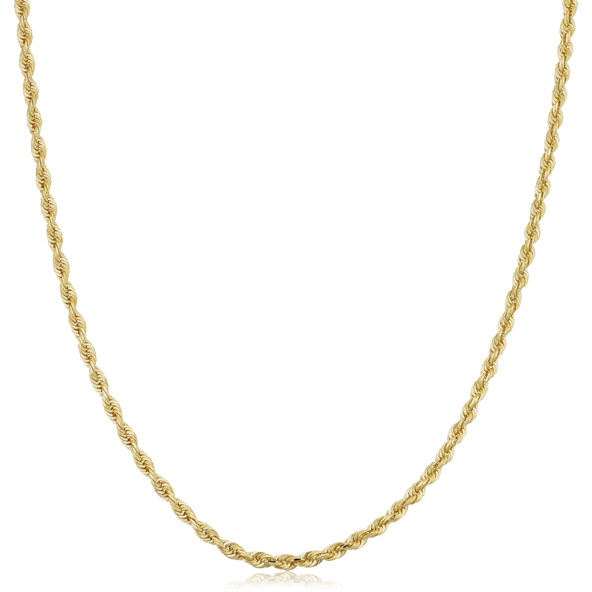 Au Naturale 14k Yellow Gold 2.7 millimeter Rope Chain Necklace For Men and Women (16 - 30 inches)