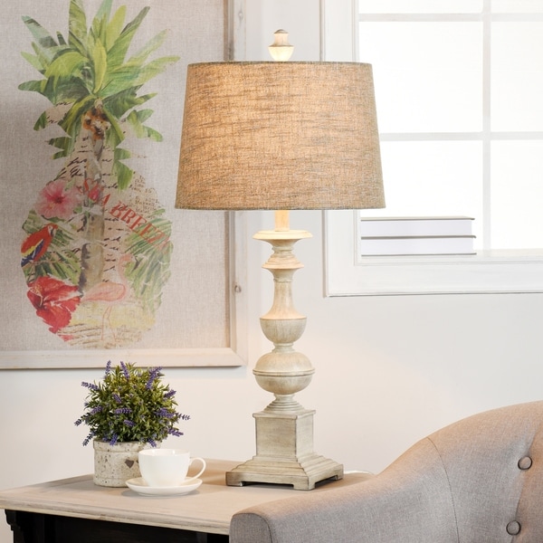 white distressed wood table lamp