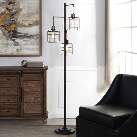 Carbon Loft Memnet 3-light Caged Cylinder Wire Pendant Floor Lamp