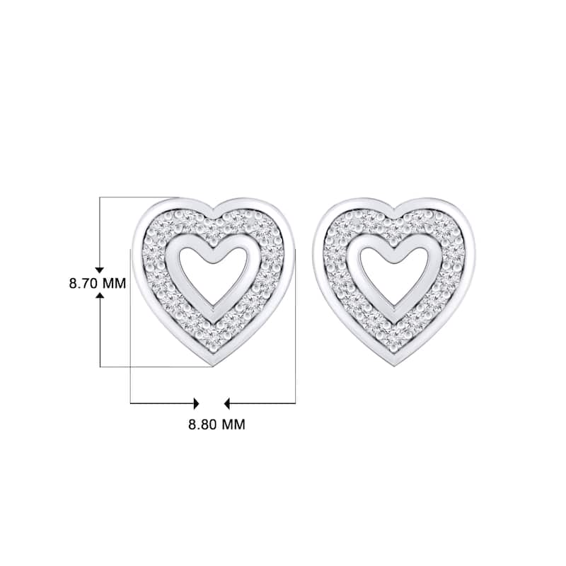 Auriya 0.12ctw Heart Shaped Micro-Pave Accent Diamond Stud Earrings 14K Gold