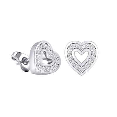Auriya 0.12ctw Heart Shaped Micro-Pave Accent Diamond Stud Earrings 14K Gold