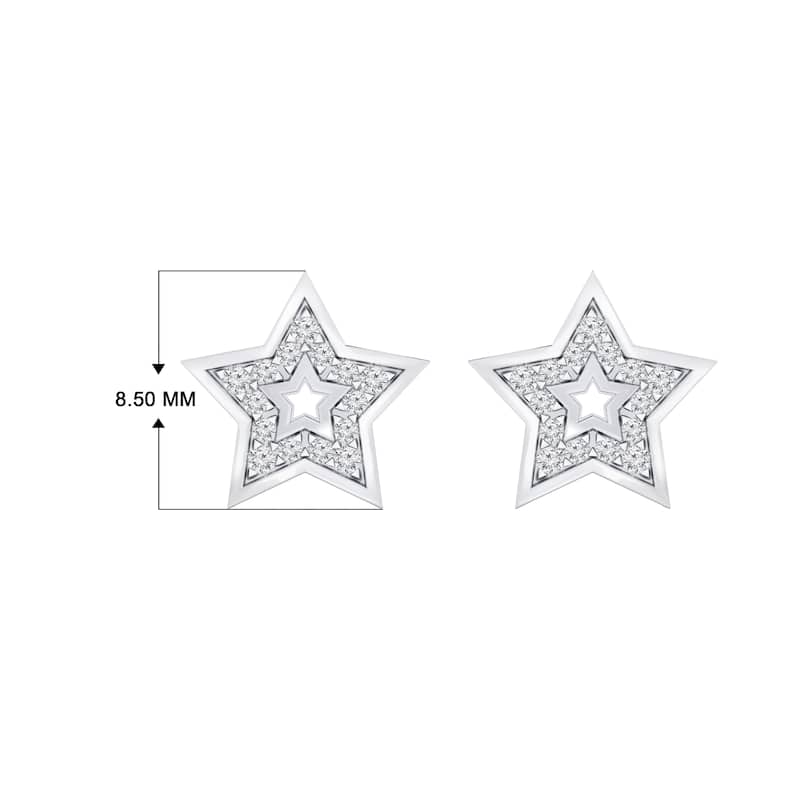 Auriya 0.08ctw Star Shaped Micro-Pave Accent Diamond Stud Earrings 14k Gold