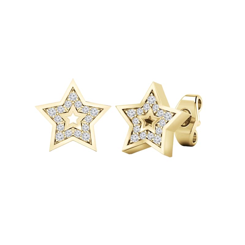Auriya 0.08ctw Star Shaped Micro-Pave Accent Diamond Stud Earrings 14k Gold