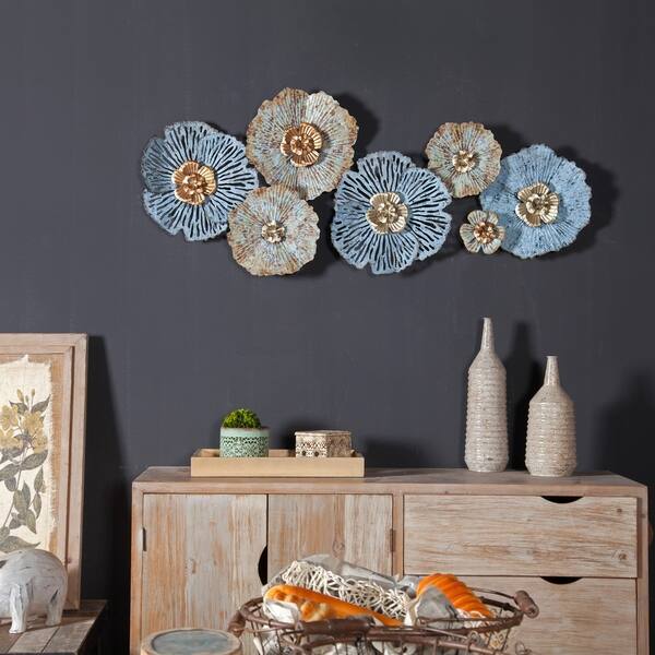 Shop Carbon Loft Multi Color Metal Distressed Flower Wall Art Overstock 27704408