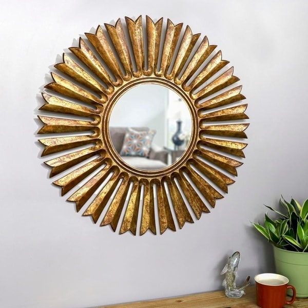 Zana Antique Gold 30-inch Diameter Sunburst Wall Mirror - 30" Dia.