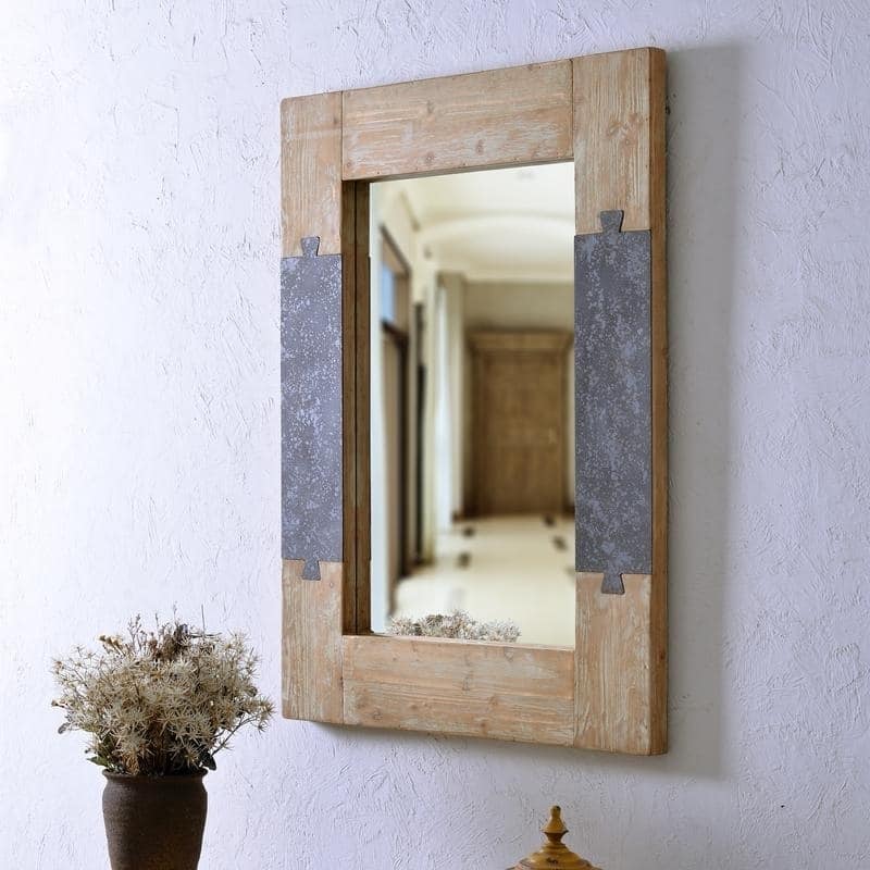 Tallie Natural Wood 42-inch Height Rectangular Wall Mirror - 42" x 32"