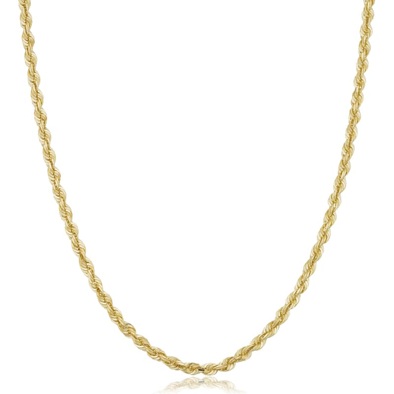 14k Yellow Gold 3.8 millimeter Rope Chain Necklace For Men and Women (18 - 36 inches)