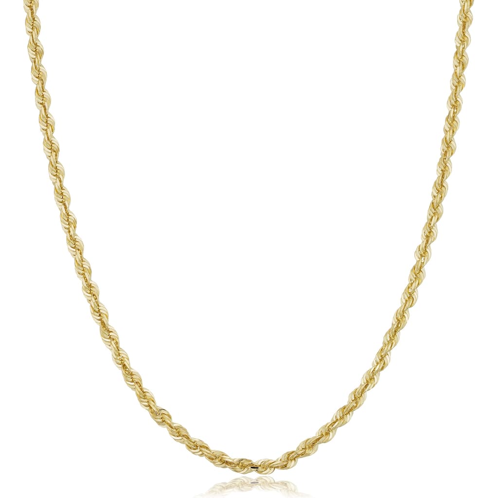 14k Yellow Gold 3.8 millimeter Rope Chain Necklace For Men and Women (18 - 36 inches)