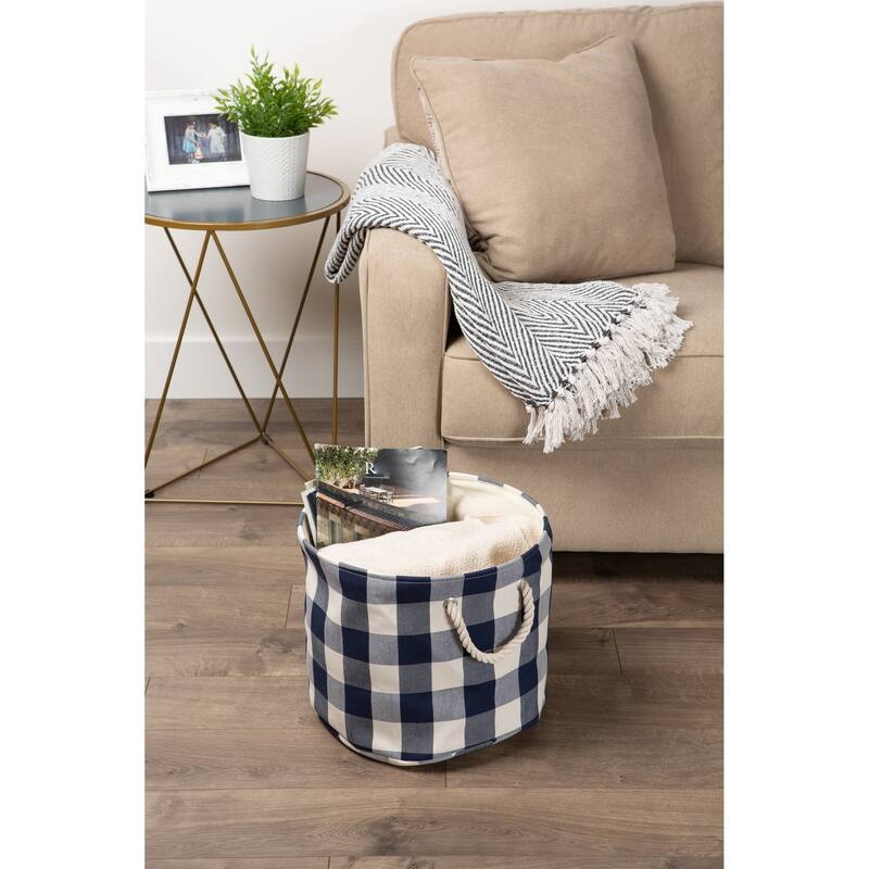 DII Round Buffalo Check Decorative Storage Bin