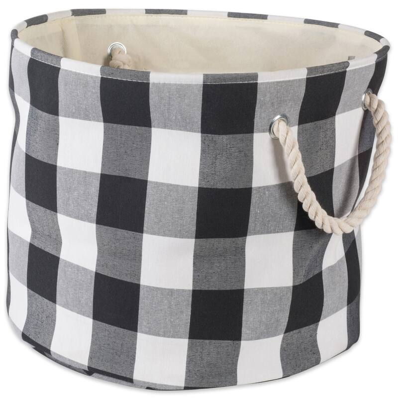 DII Round Buffalo Check Decorative Storage Bin