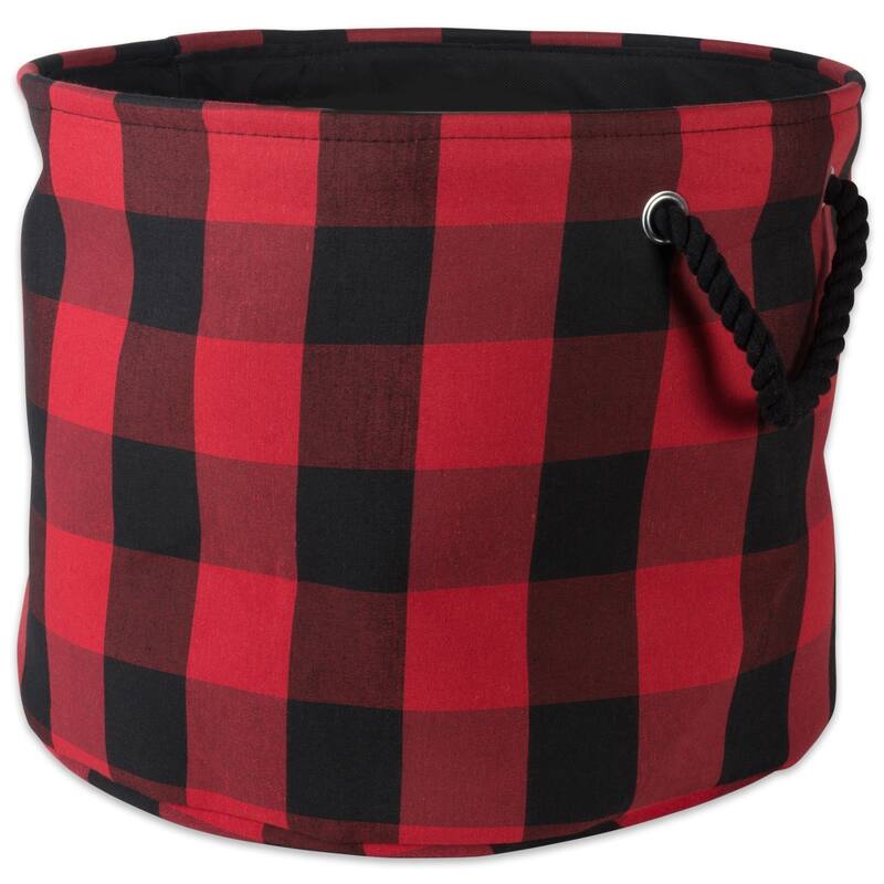 DII Round Buffalo Check Decorative Storage Bin - Medium - Red/Black