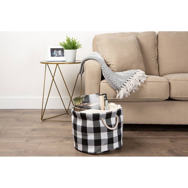 DII Round Buffalo Check Decorative Storage Bin
