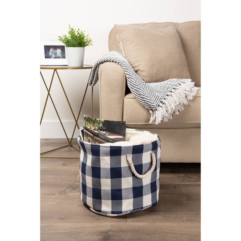 DII Round Buffalo Check Decorative Storage Bin
