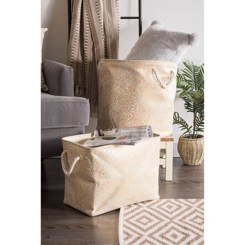 DII Golden Patterned Decorative Storage Bin