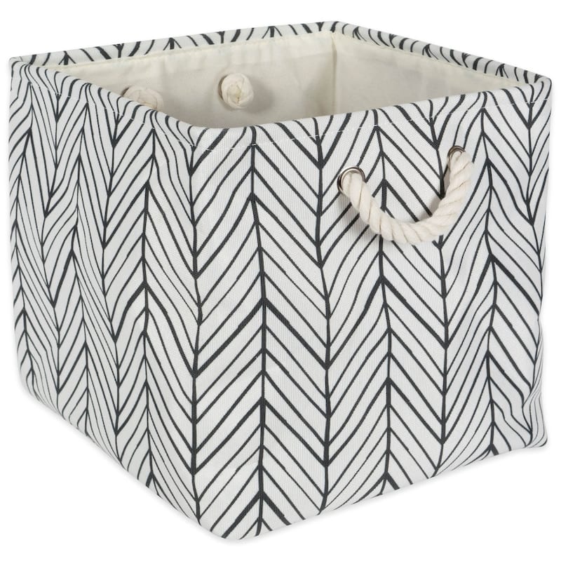 DII Herringbone Decorative Storage Cube - Medium - Off-White