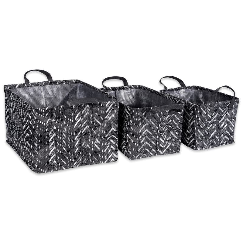 DII Assorted Coated Tribal Chevron Laundry Bins (Set of 3) - Black/White