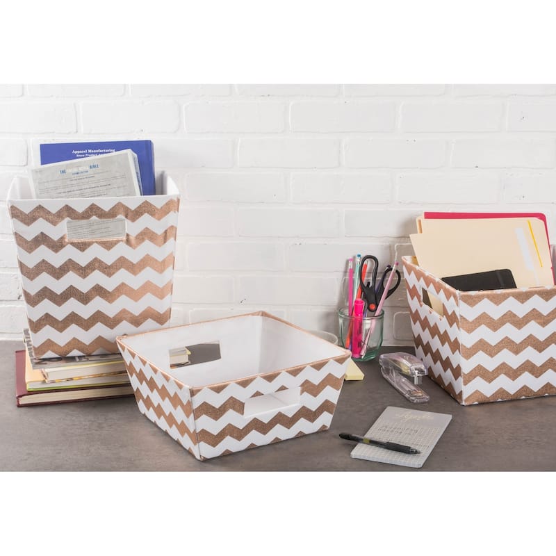 DII Hardsided Chevron Decorative Storage Trapezoid