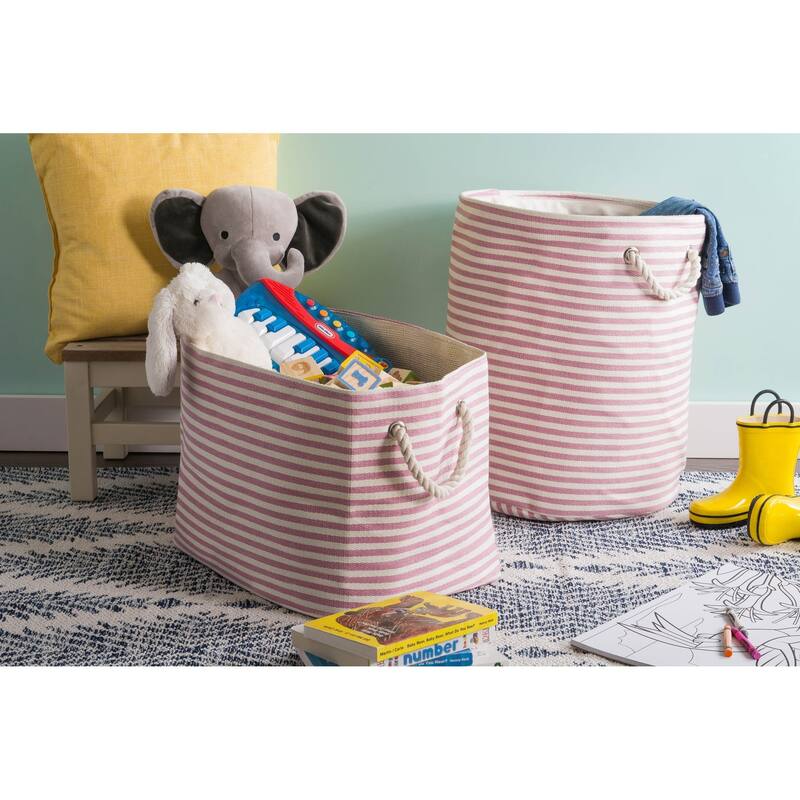 DII Round Pinstripe Decorative Storage Bin