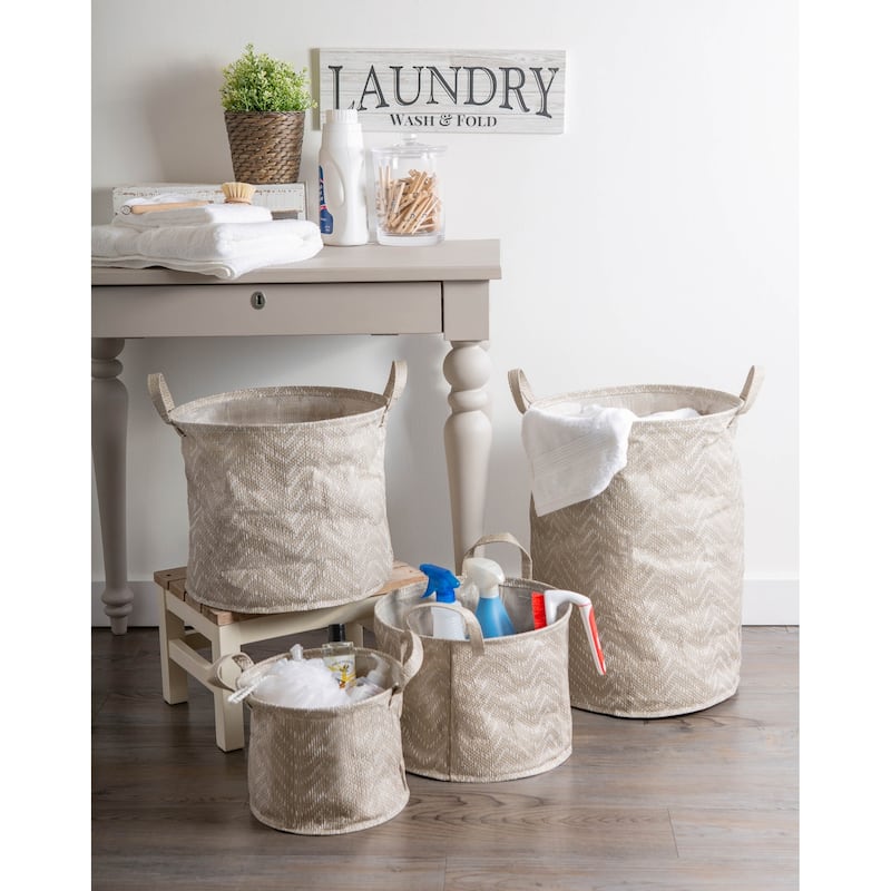 DII Round Coated Tribal Chevron Laundry Bins (Set of 2)