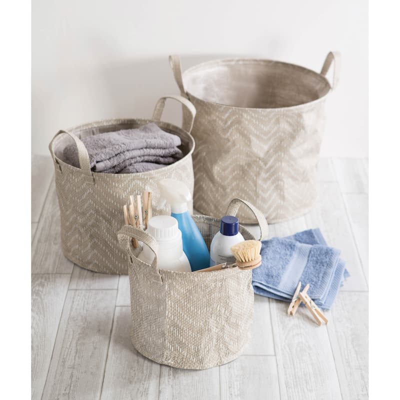 DII Round Coated Tribal Chevron Laundry Bins (Set of 2)
