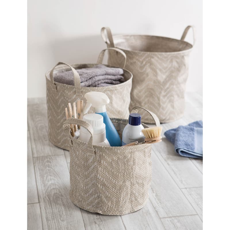 DII Assorted Round Coated Tribal Chevron Laundry Bins (Set of 3)