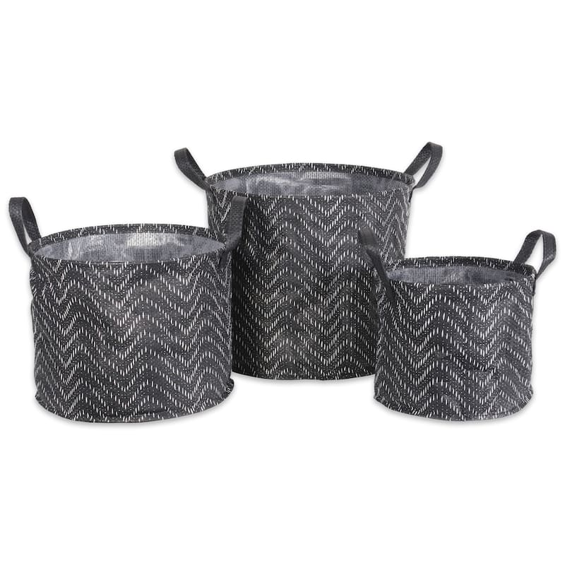 DII Assorted Round Coated Tribal Chevron Laundry Bins (Set of 3)