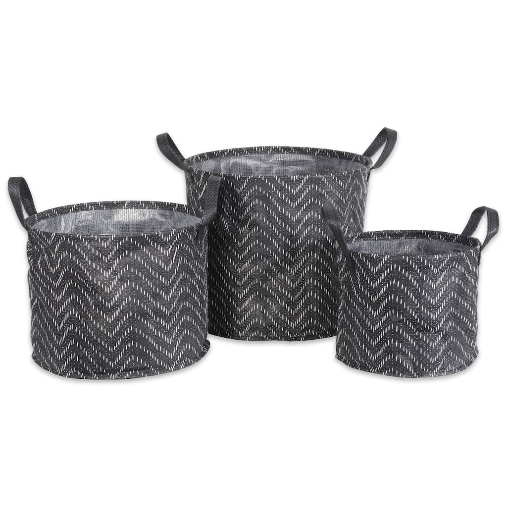 DII Assorted Round Coated Tribal Chevron Laundry Bins (Set of 3)