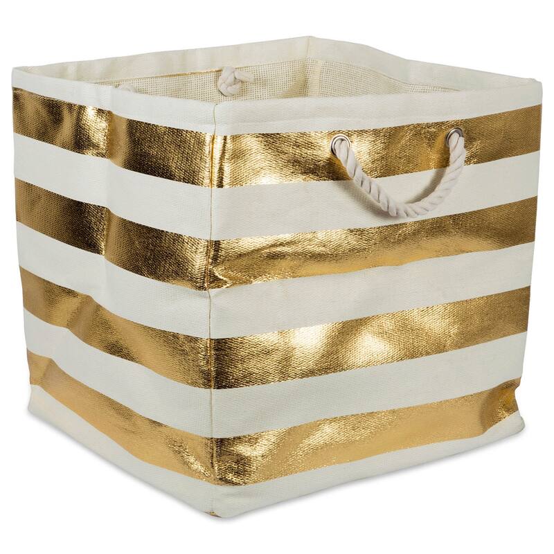 DII Striped Decorative Storage Cube - Gold