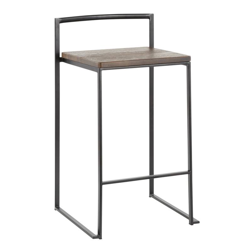 Carbon Loft Forrest Industrial Stackable Counter Stool (Set of 2) - N/A - Black/Espresso