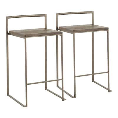 Carbon Loft Forrest Industrial Stackable Counter Stool (Set of 2) - N/A