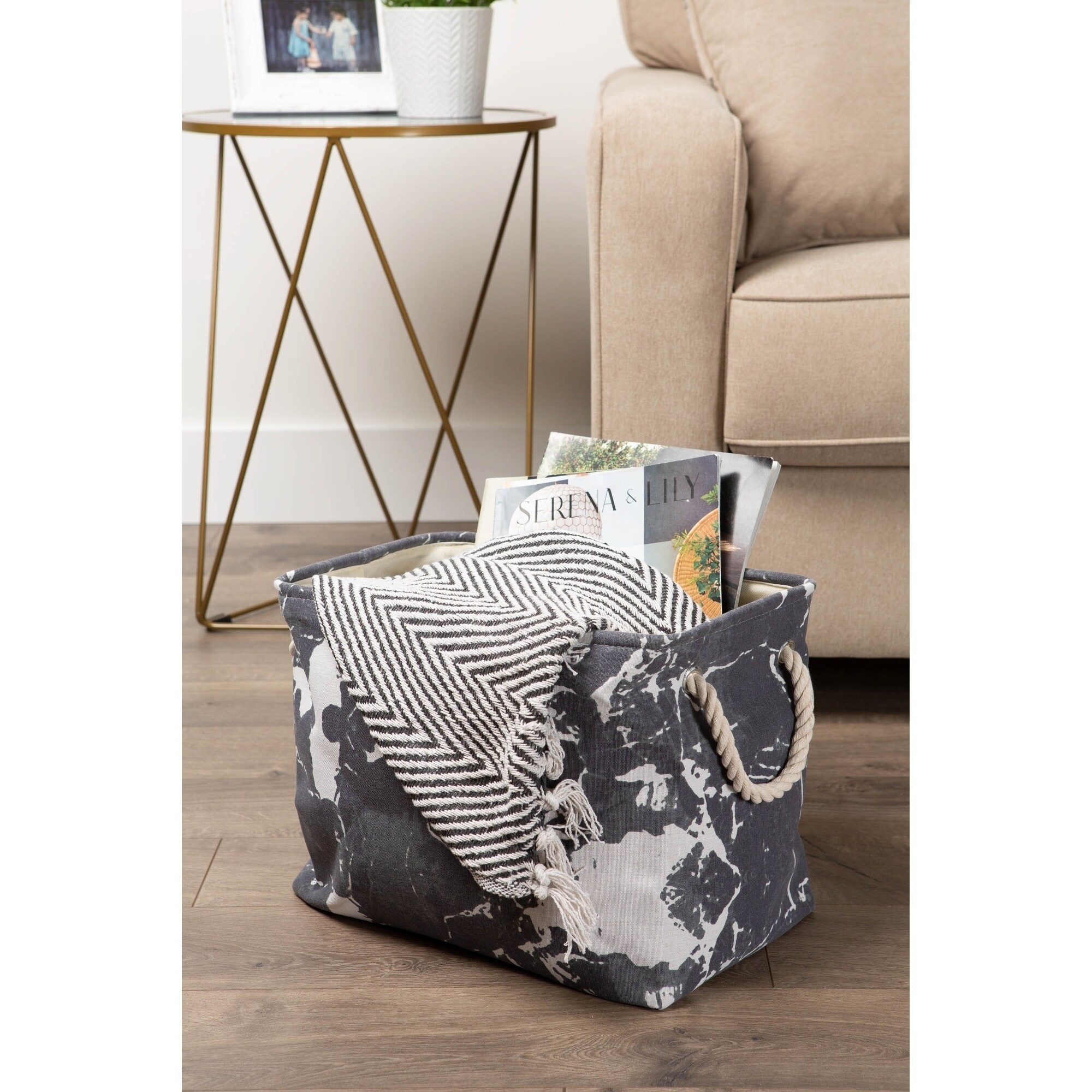 Shop Dii Round Marble Decorative Storage Bin Free Shipping On