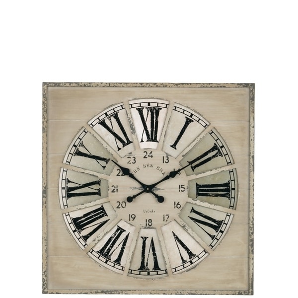 Square Weathered Wall Clock - 36.25"L x 2.5"W x 36.5"H