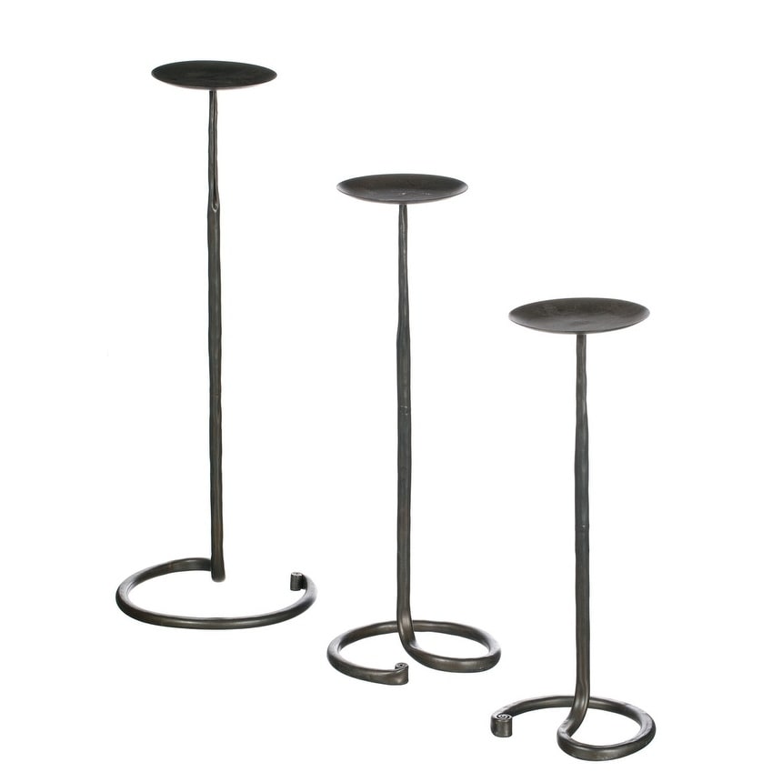 Classic Scroll Pillar Candle Holders Set Of 3 7 5 6 5 5 L X 6 5 6 5 W X 17 14 25 H On Sale Overstock