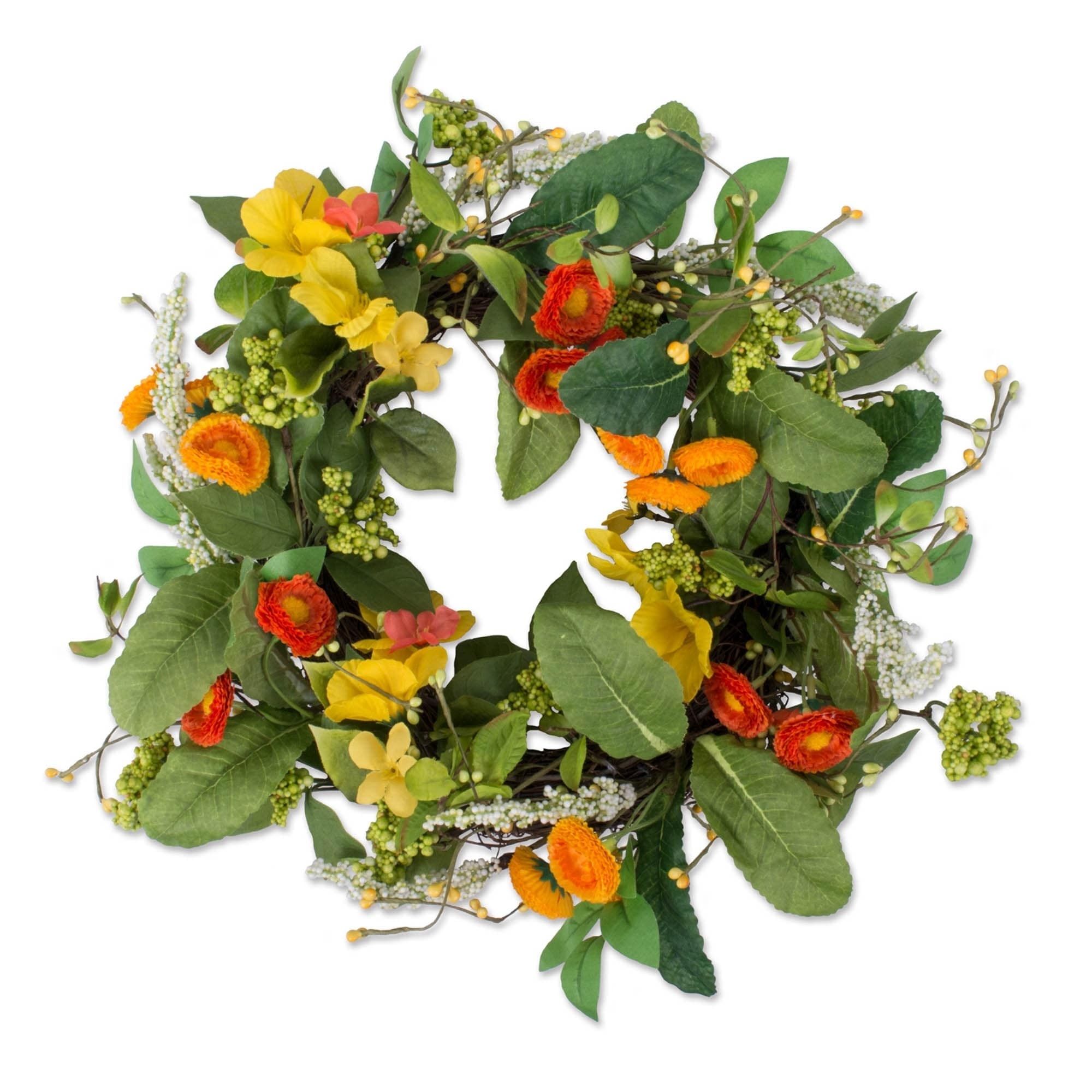 Dii Decorative Leaves Flowers 16 Summer Wreath For Front Door Or Indoor Wall Decor To Celebrate Spring Summer Season Camz37426 Home Decor Accents Wreaths