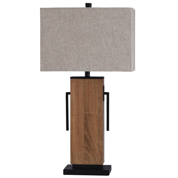 black wooden lamp base