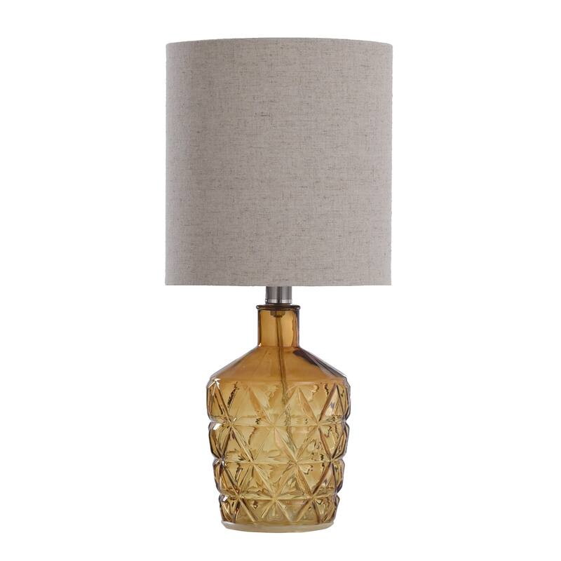 Porch & Den Langtree Dark Amber Textured Diamond Pattern Glass Accent Lamp