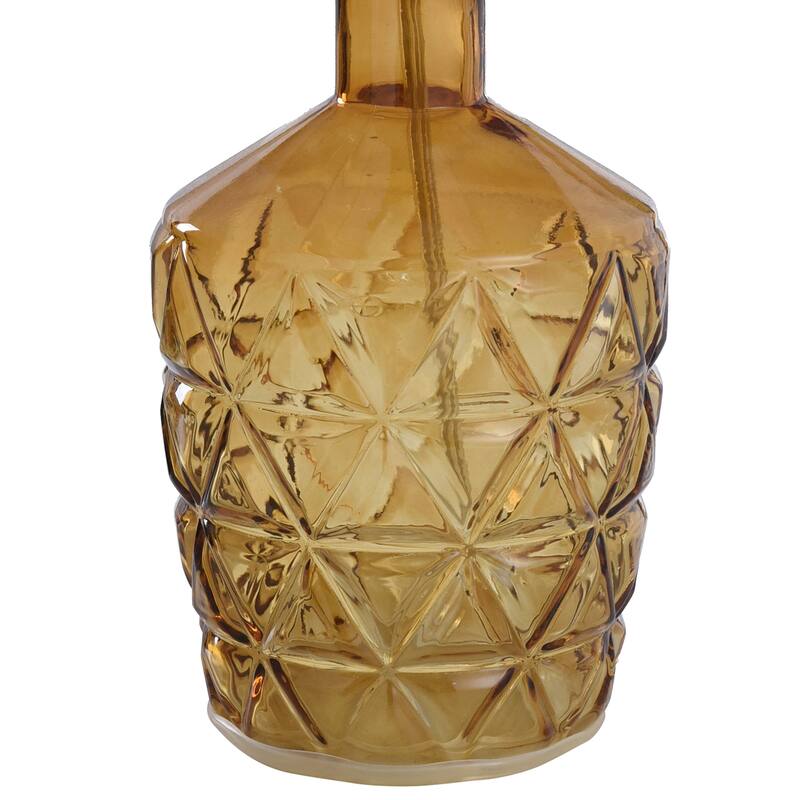 Porch & Den Langtree Dark Amber Textured Diamond Pattern Glass Accent Lamp