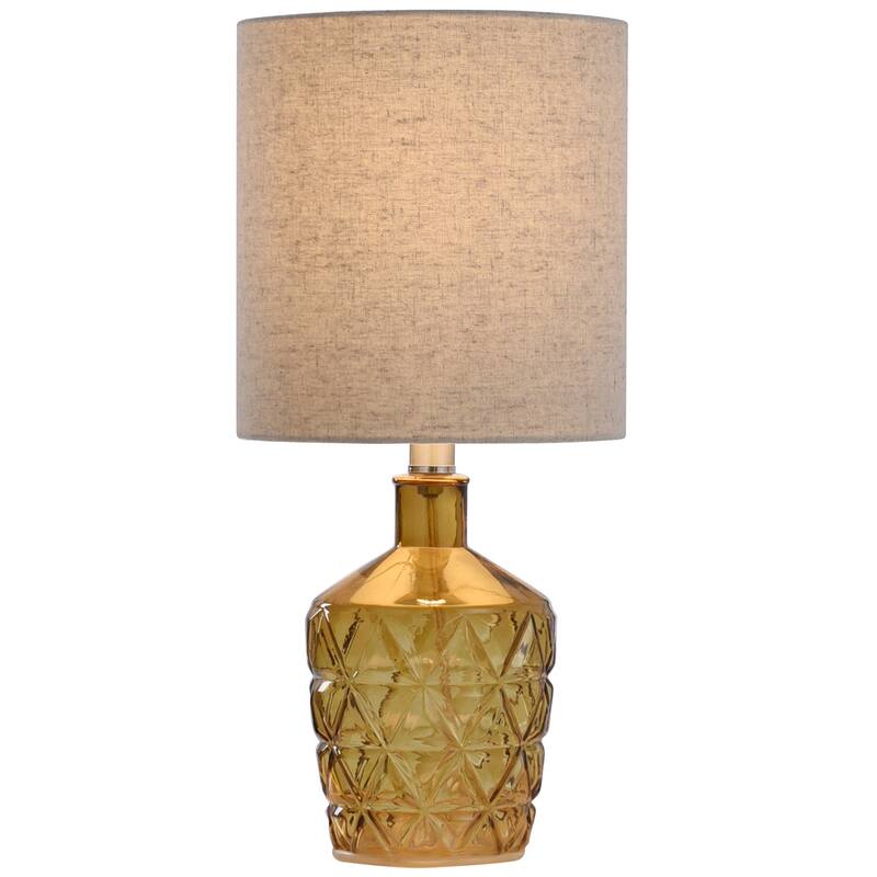 Porch & Den Langtree Dark Amber Textured Diamond Pattern Glass Accent Lamp