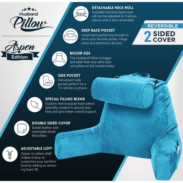 Shop Husband Pillow Aspen Edition Rodeo Blue Big Support Bed