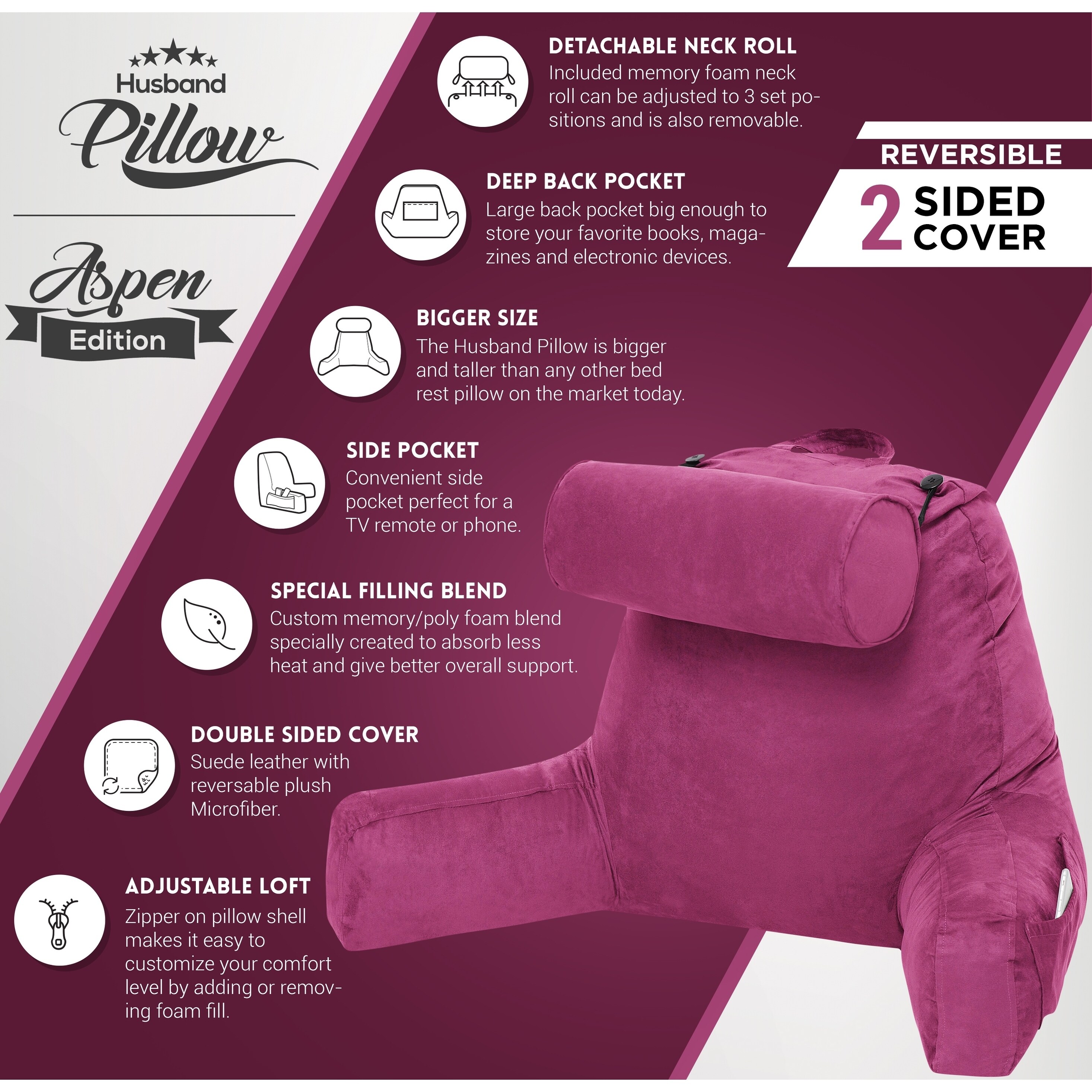 Shop Husband Pillow Aspen Edition Slidding Raspberry Big Bed
