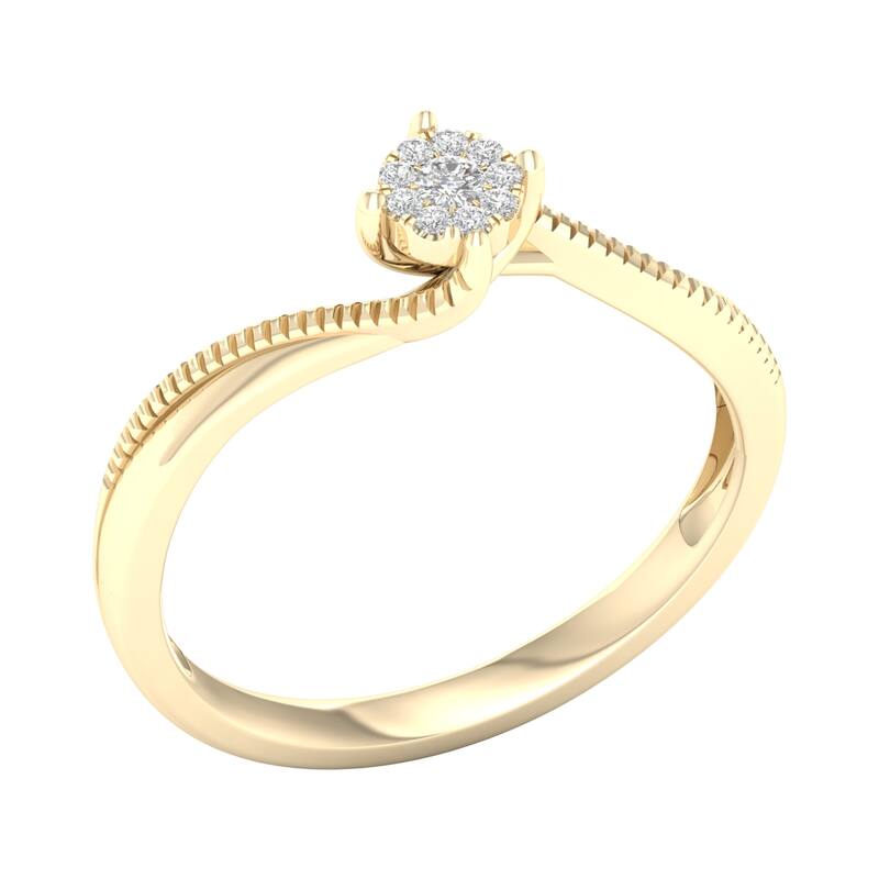 1/20ct TDW Diamond Cluster Bypass Ring in 10k or 14k Gold by De Couer