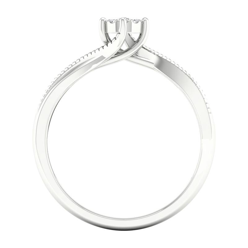 1/20ct TDW Diamond Cluster Bypass Ring in 10k or 14k Gold by De Couer