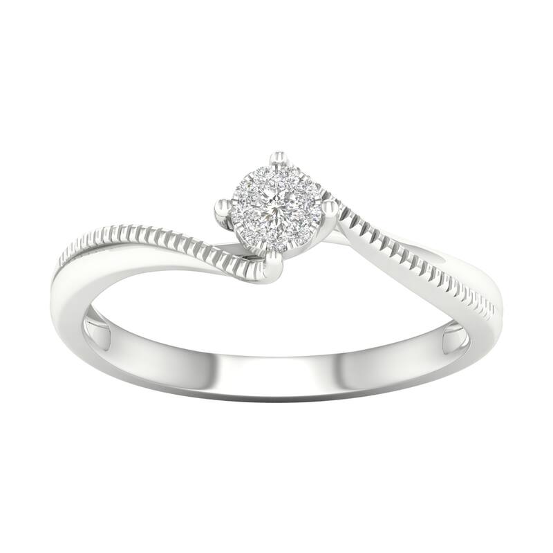 1/20ct TDW Diamond Cluster Bypass Ring in 10k or 14k Gold by De Couer - 8 - Diamond - Promise/Bands - White - 10k
