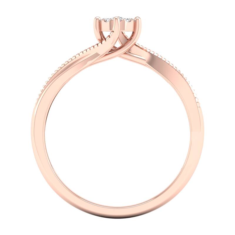 1/20ct TDW Diamond Cluster Bypass Ring in 10k or 14k Gold by De Couer