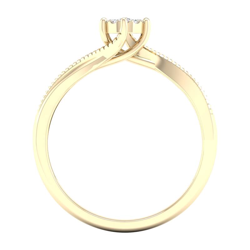 1/20ct TDW Diamond Cluster Bypass Ring in 10k or 14k Gold by De Couer