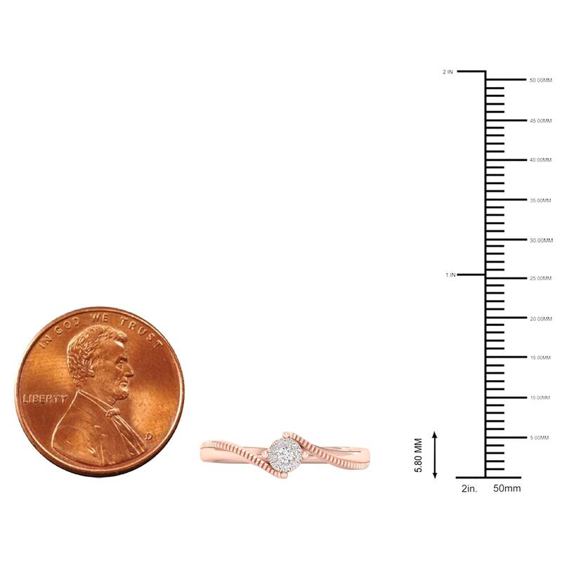 1/20ct TDW Diamond Cluster Bypass Ring in 10k or 14k Gold by De Couer