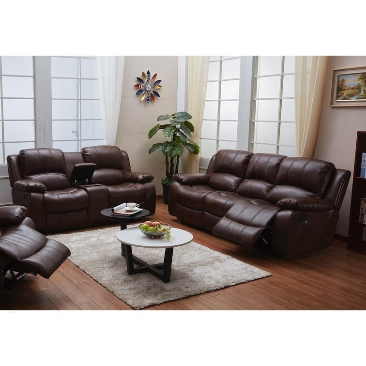 Vanity Art Bonded Leather 2-piece Reclining Living Room Set - N/A