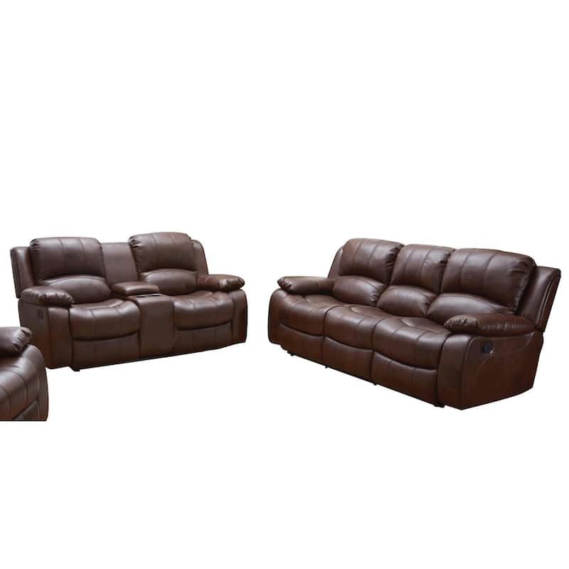 Vanity Art Bonded Leather 2-piece Reclining Living Room Set - N/A - Brown