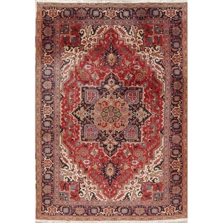 One of a Kind Heriz Geometric Handmade Wool Persian Oriental Area Rug - 14'4" x 9'11"