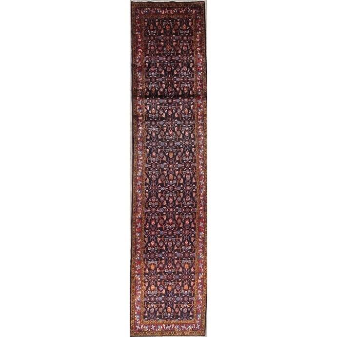 Hamedan All-Over Geometric Handmade Wool Persian Oriental Rug - 16'2" x 3'7" Runner